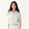 Cuello polo, cierre de media botonadura, base de punto de cachemira texturizada para mujer, suéter cálido y elegante, perfecto para usar en capas en otoño e invierno