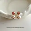 Pendientes de Perla de Zirconia Color Champaña, Pendientes de Lujo Ligero y de Gama Alta para Mujer, Nueva Moda, Pendientes Exquisitos y Hermosos