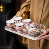 Juego de Té Dunhuang Xishi de Plata Dorada, Una Tetera, Cuatro Tazas, Tetera, Taza de Té, Juego de Té, Regalo para Otros, Regalo de Patrimonio Cultural Inmaterial