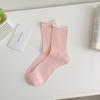 Calcetines Mekki 25 para Mujer Primavera y Verano Nuevo Color Puro Transpirable Calcetines de Rizo Rayas Verticales Alto Valor Casual Algodón Peinado para Mujer
