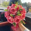 Buquê de casamento de flor artificial estilo coreano, decoração com flores falsas de rosa, buquê de casamento, fotografia de noiva, certificado da noiva