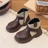 Botas Martin Tendência Cool Color Block Retro Cano Baixo Infantil Chegada Nova Outono 2026 Zíper Lateral Botas de Moda