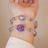 Pulsera de Amatista Natural Pulsera Valiente Pulsera para Mujer Lujo Ligero Alto Sentido Personalidad Nicho Pulsera de Cristal Original Venta al por Mayor
