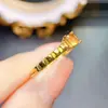 Anel Popular de Citrino Natural Atacado de Fábrica com Inlay de Prata S925 Pedra Principal 4*4 Joias de Luxo Venda Direta da Fábrica