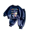 Conjunto Feminino Primavera e Outono Estilo Coreano Moletom com Capuz Desenho Joggers Conjunto de Duas Peças Outono Inicial Novo Conjunto Casual Estiloso Infantil