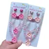 Conjunto de Colar de Pérolas Infantil Acessórios Fofos para Daminhas Pulseira de Contas Anel Brincos Amor Joias Atacado