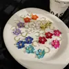 Pendientes de Colgante de Flor de Cinco Pétalos de Doble Capa en Forma de C Dulces Estilo Coreano Dopamina Pendientes de Moda Versátiles Estilo Ins para Mujeres