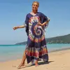 Novo Vestido Longo Estampado de Viscose para Férias na Praia, Vestido de Praia Soltinho Plus Size, Saída de Praia para Biquíni para Mulheres