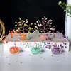 Árbol de la Fortuna de Cristal Natural con Grava de Cristal Multicolor y Base de Cuenco de Vidrio para Entrada del Hogar y Decoración de Sala de Estar