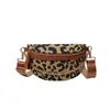 Nova Bolsa de Peito Casual Transfronteiriça com Patchwork de Linho e Estampa de Leopardo, Bolsa de Ombro Versátil para o Dia a Dia, Bolsa de Peito Transversal, Bolsa de Cintura Estilo Ins