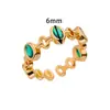 Anillo Abierto de Acero Inoxidable Vintage con Esmeralda Natural Transfronterizo Europeo y Americano, Anillo de Zirconia de Lujo Ligero de Gama Alta al por Mayor