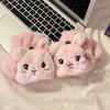 Guantes de invierno con dibujos de conejo para mujer, de peluche, con medio dedo, para jugar en el teléfono móvil, cálidos, forrados de polar, para montar en bicicleta y a prueba de frío.