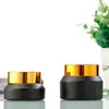 Botella de Vidrio Negra Mate con Hombro Inclinado para Crema Facial, Cosméticos y Productos para el Cuidado de la Piel, Botella Vacía Recargable 30g, Botella Portátil a Prueba de Luz para Crema Facial y Loción