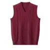 Directo del fabricante: Chaleco de punto grueso de color liso con cuello en V para hombre de otoño e invierno, chaleco de punto base
