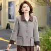 Casaco de lã estiloso de outono para mãe de meia-idade, roupas femininas de alta qualidade para mulheres de meia-idade e idosas, blusa de lã da moda para primavera e outono