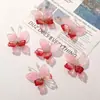 Estilo Antigo Hanfu Fio de Cobre Vidro de Cristal Borboleta de Duas Cores DIY Grampo de Cabelo Manual Presilha para Franja Acessório de Cabelo