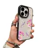 Funda floral de colibrí en acuarela rosa adecuada para Apple 17om, funda de teléfono transparente con bloques de color, funda romántica floral de comercio exterior para niñas