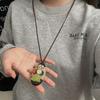 Colar de Madeira Vintage Estilo Literário Corrente de Lã Estilo Étnico Longo Acessórios Pingente de Botão Combina com Tudo Estilo Coreano Mori Girl
