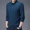 Camisa Polo Larga de Color Sólido para Primavera y Otoño, Ropa de Trabajo para Hombre, Casual de Negocios, para Jóvenes y de Mediana Edad, Versión Lisa en Stock, Venta al por Mayor