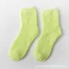 Calcetines Pantufla de Felpa Suave para Mujer Amazon Calcetines para Dormir en Casa Calcetines de Forro Polar Coral Calcetines de Color Caramelo de Media Pantorrilla Transfronterizo