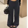 Calça Yaseer de fleece forrado, versátil, confortável, cintura alta, perna larga, para outono e inverno, nova, espessa, moderna, estilo relaxado, preguiçoso, calça máscara