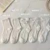 Calcetines de encaje huecos finos de verano para mujer, calcetines de media pantorrilla, estilo japonés moderno, dulces y transpirables, calcetines de malla con borde festoneado