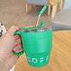 Internet red taza de café de alto valor moda simple pareja taza con popote acero inoxidable taza de mano hogar taza de leche