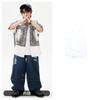 Ropa de Moda para Niños de Danza Urbana Ropa para Niños Genial y Guapo Ropa para Actuación de Batería Hip-Hop para Niños Hip-Hop Holgada para Verano