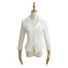 Camisa feminina pura sexy de alta temperatura com ombro acolchoado justo na cintura, manga 3/4, top curto slim fit com gola polo, outono 2023