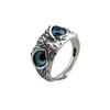 Anillo ojo de diablo retro de comercio exterior para hombre y mujer, nicho, personalidad, exagerado, ajustable, anillo de búho, anillo abierto, moda