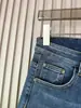 Jeans Masculino Europeu High-End Marca Antiga Águia Azul Quatro Estações Nostálgico Stretch Lavado Slim Straight Calças Masculinas