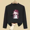 Camiseta Interior Térmica Suave de Media Altura para Niños de Primavera y Otoño, Top de Manga Larga Estampado para Niñas de Otoño e Invierno, Top Cálido de Moda