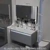 Gabinete de baño con lavabo integrado de piedra chapado en oro de lujo ligero estilo italiano, juego de tocador para baño