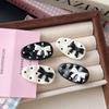 Ins Chica Corazón Blanco y Negro Lazo Oval Pinza Pico de Pato Horquilla Punto Polar Dulce Lindo Clip para Flequillo Accesorios para el Cabello Lateral