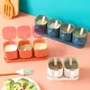 Set de Cajas de Condimentos con Múltiples Compartimentos para Cocina Casera, Popular Combinación de Frascos de Sal en Línea con Cuchara para Azúcar, Glutamato Monosódico y Sal