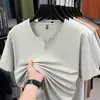 Camiseta Básica de Manga Corta de Alta Calidad de Venta Caliente Verano 2026 con Cuello de Gaviota Casual de Secado Rápido para Hombres de Mediana Edad, Camiseta para Hombre para Verano