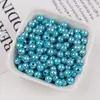 Cuentas Redondas Perforadas de Color Sólido Chapadas AB, Cuentas Iridiscentes de Agujero Recto para Collares, Pulseras, Cadenas de Teléfono y Materiales de Cuentas DIY
