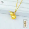 Colgante Tejido Dorado con Forma de Calabaza, con Diamantes, Cobre Electroplateado Cepillado, Estilo Vintage, Versátil, Lujo Ligero, Exquisito