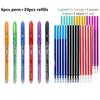 Serie Azul y Blanco Transfronteriza Set de Bolígrafos de Gel Borrables de Colores, Bolígrafos Borrables Térmicos Sensibles al Calor que Desaparecen, Venta al por Mayor de Fábrica de Papelería para Estudiantes