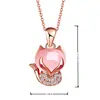 Pingente de raposa de cristal rosa, venda imperdível, pedra de hibisco, cristal rosa, amor, raposa, pingente, colar, corrente de clavícula de raposa fofa