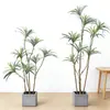 Planta Verde Artificial com Orquídeas Pendentes de Borda Branca, Planta de Chão em Vaso para Decoração de Sala de Estar Interna, Paisagismo de Hotel e Pousada Planta Falsa
