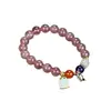 Pulsera de cristal de fresa al por mayor de fábrica, pulsera de ágata con cuentas redondas rosas, joyería de jade de color melocotón para mujer, anillo único