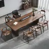 Conjunto de Mesa de Chá para Escritório e Mesa de Recepção em Madeira Maciça, Estilo Zen Moderno de Luxo Leve, Nova Combinação de Mesa de Chá e Cadeiras Chinesas