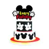 Banner de Mickey Mouse Decoración Fiesta de Cumpleaños Infantil Minnie Mickey Feliz Cumpleaños Bandera Inserto para Pastel