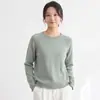 Suéter de tricô de algodão 100% puro de alta qualidade para mulheres, design versátil para outono e inverno, caimento solto, peça básica de manga longa