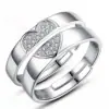 Anillos de Pareja Corazón de Amor Empalmados Par de Anillos Casuales Anillos Ajustables de Circonita Coreana Regalos del Día de San Valentín Esencial para Parejas