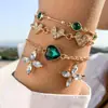 Moda Transfronteiriça Europeia e Americana Retrô Pedra Sintética Coração Pulseira Empilhável Design de Nicho Conjunto de Pulseiras Cobra