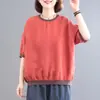 Camiseta básica de algodão e linho 130g, corte solto. Estampa termocolante impressa, estilo regular, outro China