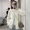 Cárdigan de punto para mujer para primavera y otoño, nuevo estilo coreano, cuello redondo, adelgazante, color liso, doble cremallera, estilo corto, adecuado para figuras petite