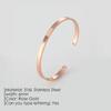 Pulsera abierta para pareja de acero de titanio brillante transfronteriza europea y americana con electrochapado al vacío, grabado, pulsera de acero inoxidable, brazalete de 6 mm